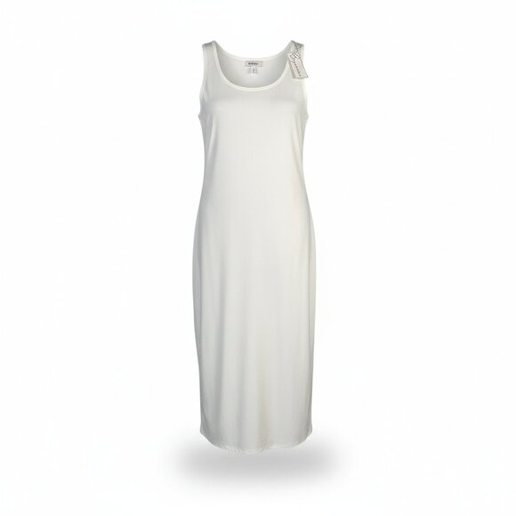 NWT | White Ribbed Knit Sleeveless Fitted Maxi Dress Bodycon | XLarge - Picture 1 of 4